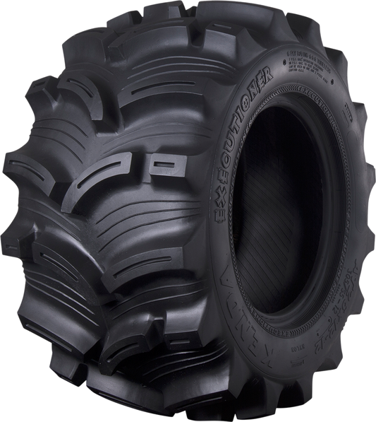 Kenda K538 Executioner front ATV tire 26x10-12 with 6 ply for mud and snow terrain, featuring aggressive tread pattern
