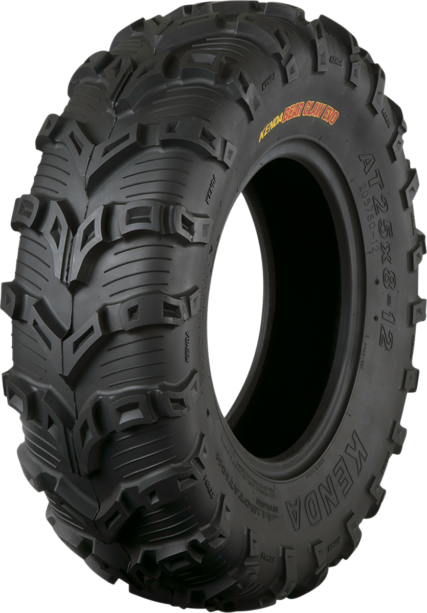 KENDA K592 Bearclaw Evo front tire for ATV, 26x9-14, 6-ply with aggressive tread for enhanced traction and durability.