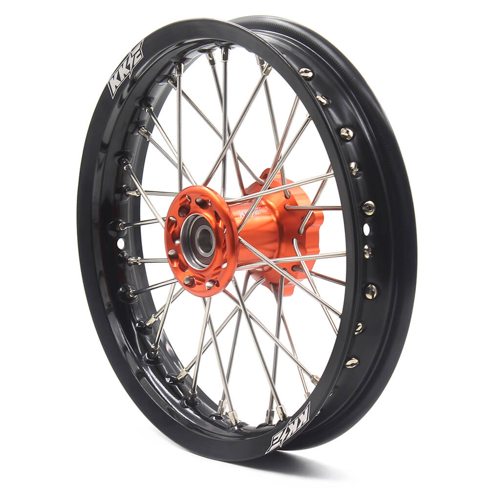 KKE 12/10 Small Kid's Wheels For KTM SX50 GAS GAS MC50 Mini Dirtbikes Orange Hub - Howling Moto