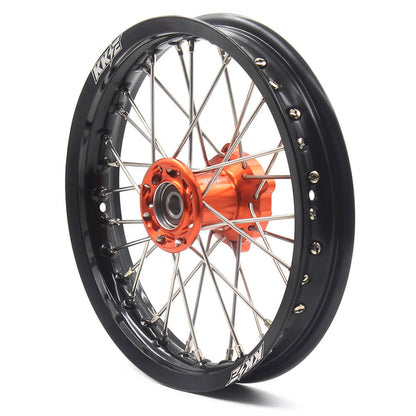 KKE 12/10 Small Kid's Wheels For KTM SX50 GAS GAS MC50 Mini Dirtbikes Orange Hub - Howling Moto