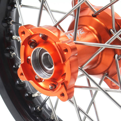 KKE 12/10 Small Kid's Wheels For KTM SX50 GAS GAS MC50 Mini Dirtbikes Orange Hub - Howling Moto