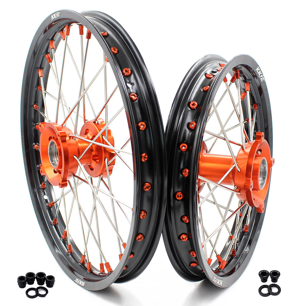 KKE 17"*1.4/14"*1.6 Kid's Big Wheels Rims Fit KTM SX 85 2003-2020 Orange Nipples - Howling Moto