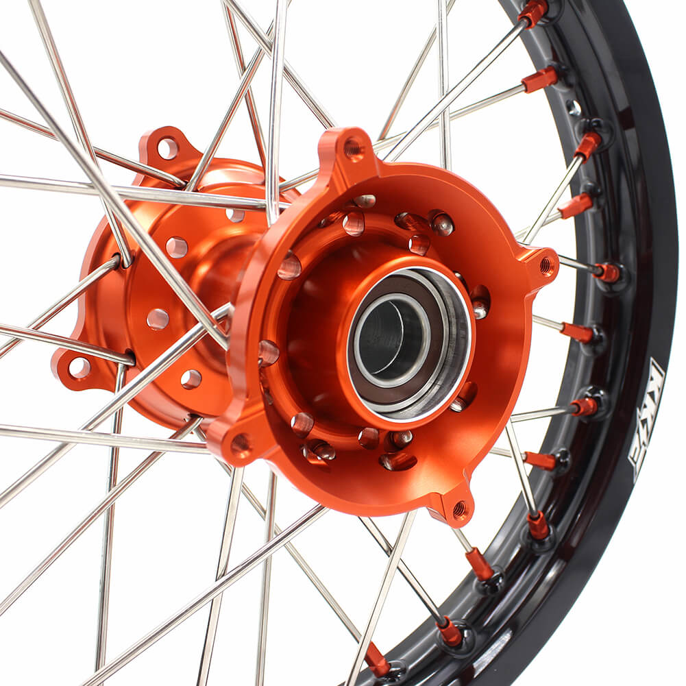 KKE 17"*1.4/14"*1.6 Kid's Big Wheels Rims Fit KTM SX 85 2003-2020 Orange Nipples - Howling Moto