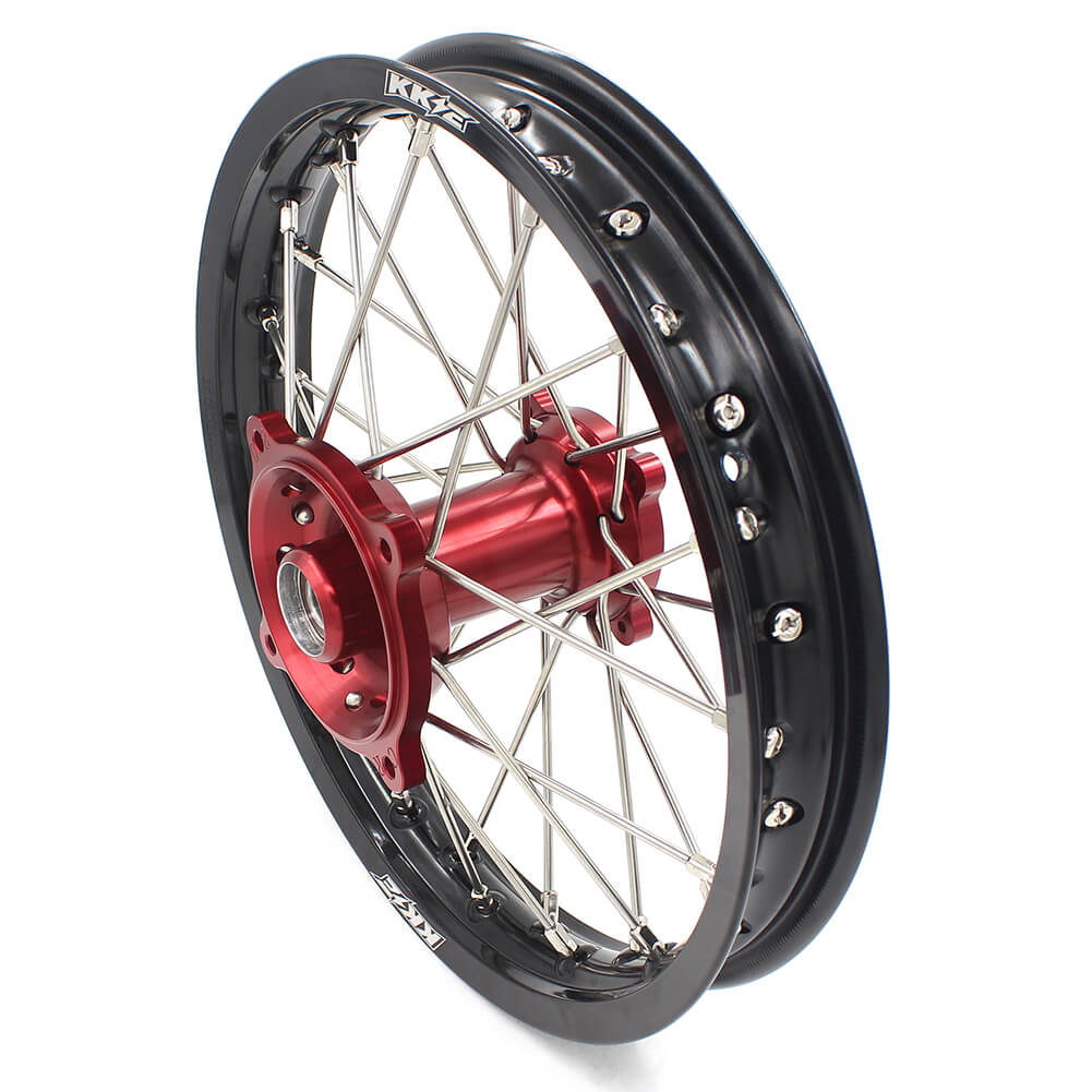 KKE 17 & 14 Kids Wheels for Honda CR80R CR80RB 1993-2002 CR85R CR85RB 2003-2008 Red Hub - Howling Moto