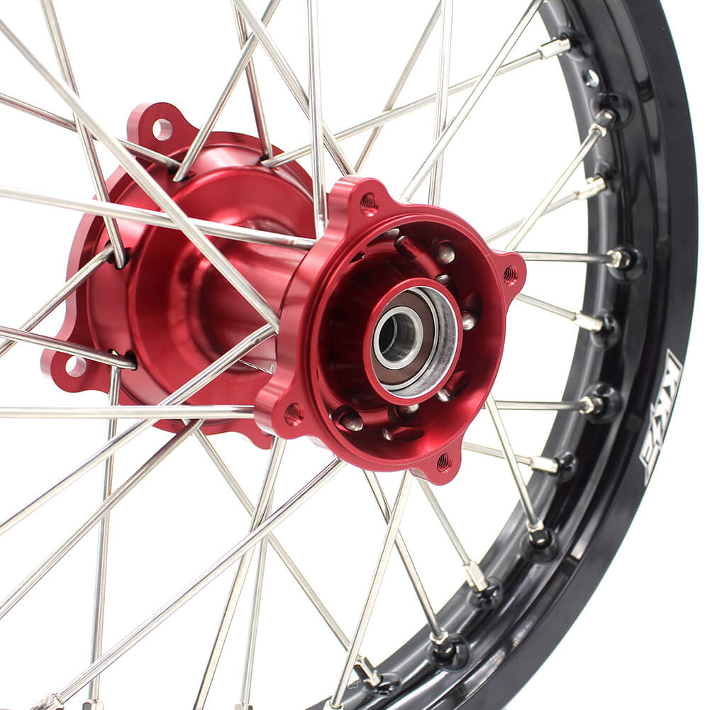 KKE 17 & 14 Kids Wheels for Honda CR80R CR80RB 1993-2002 CR85R CR85RB 2003-2008 Red Hub - Howling Moto