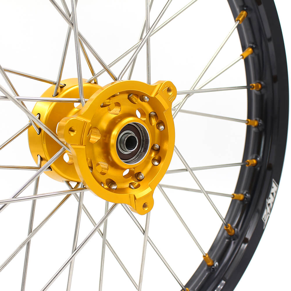 KKE 17/14 RM80 1993-2001 RM85 2002-2023 For SUZUKI Kid's Small Wheels Rims Gold Nipples - Howling Moto