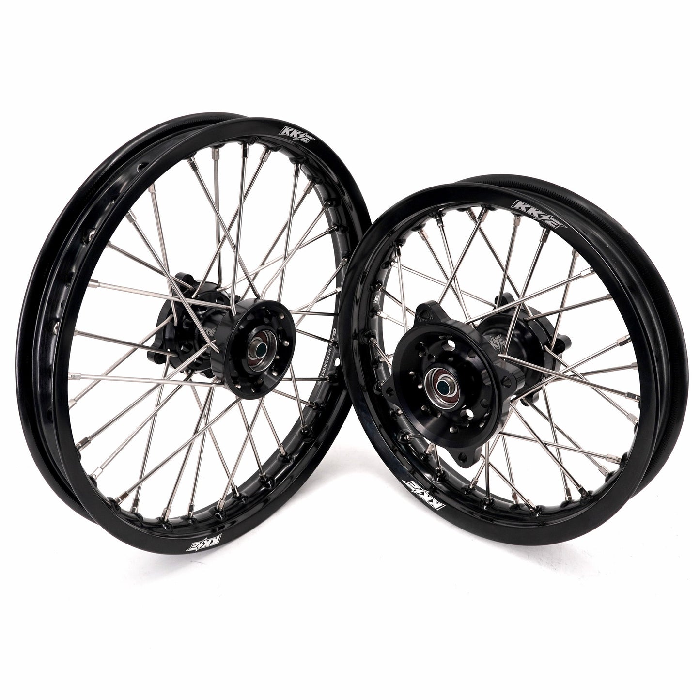 KKE 1.4*14 & 1.6*12 Spoked Kid's Wheels Rims Set for Kawasaki KX65 2000-2024 Black - Howling Moto