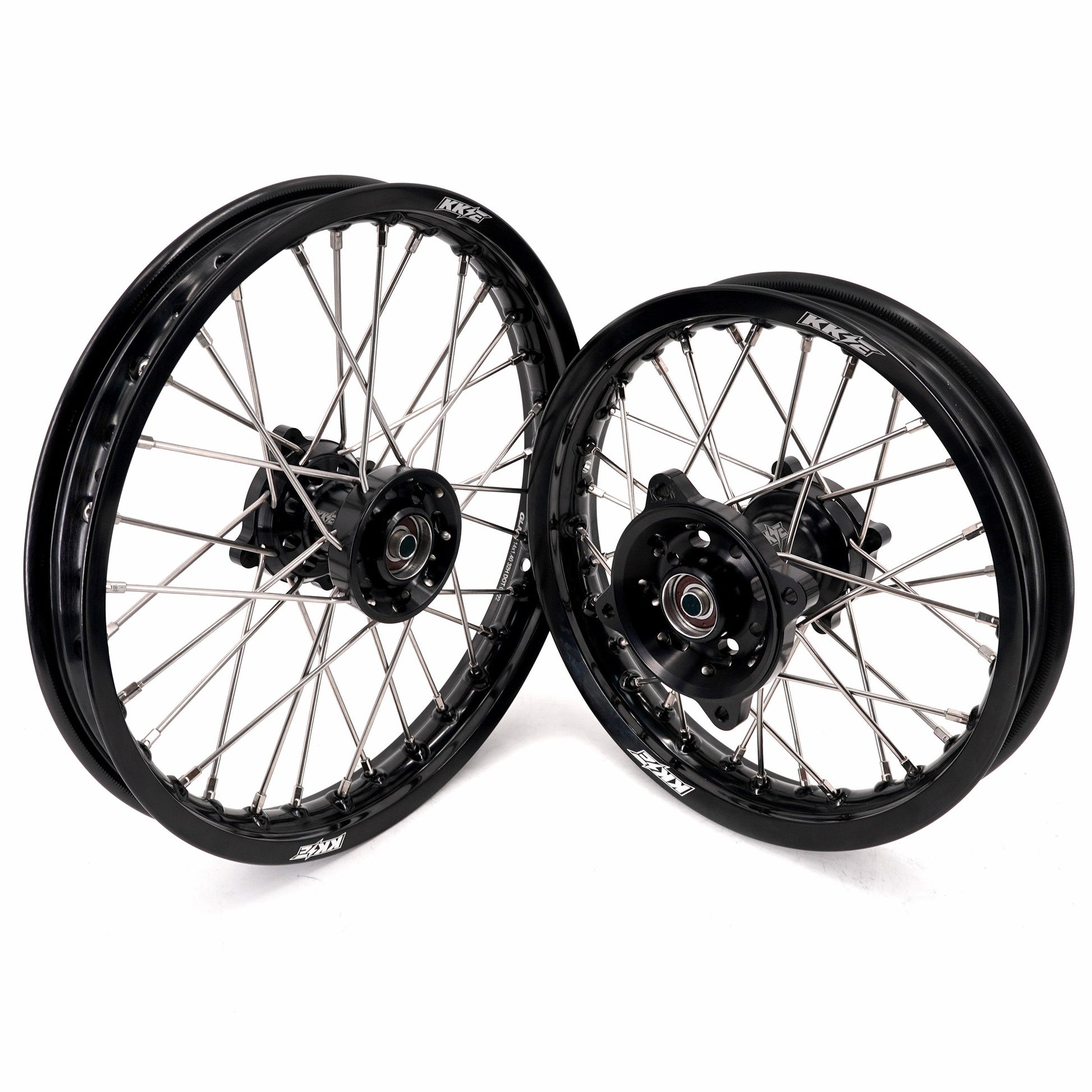 KKE 1.4*14 & 1.6*12 Spoked Kid's Wheels Rims Set for Kawasaki KX65 2000-2024 Black - Howling Moto