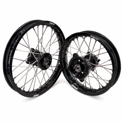 KKE 1.4*14 & 1.6*12 Spoked Kid's Wheels Rims Set for Kawasaki KX65 2000-2024 Black - Howling Moto