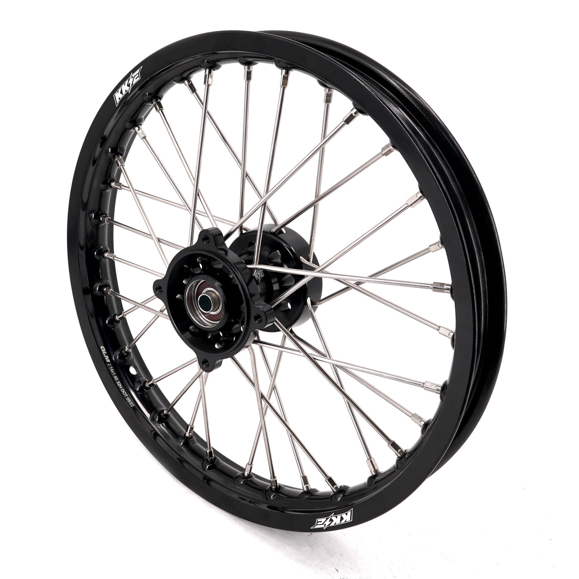KKE 1.4*14 & 1.6*12 Spoked Kid's Wheels Rims Set for Kawasaki KX65 2000-2024 Black - Howling Moto