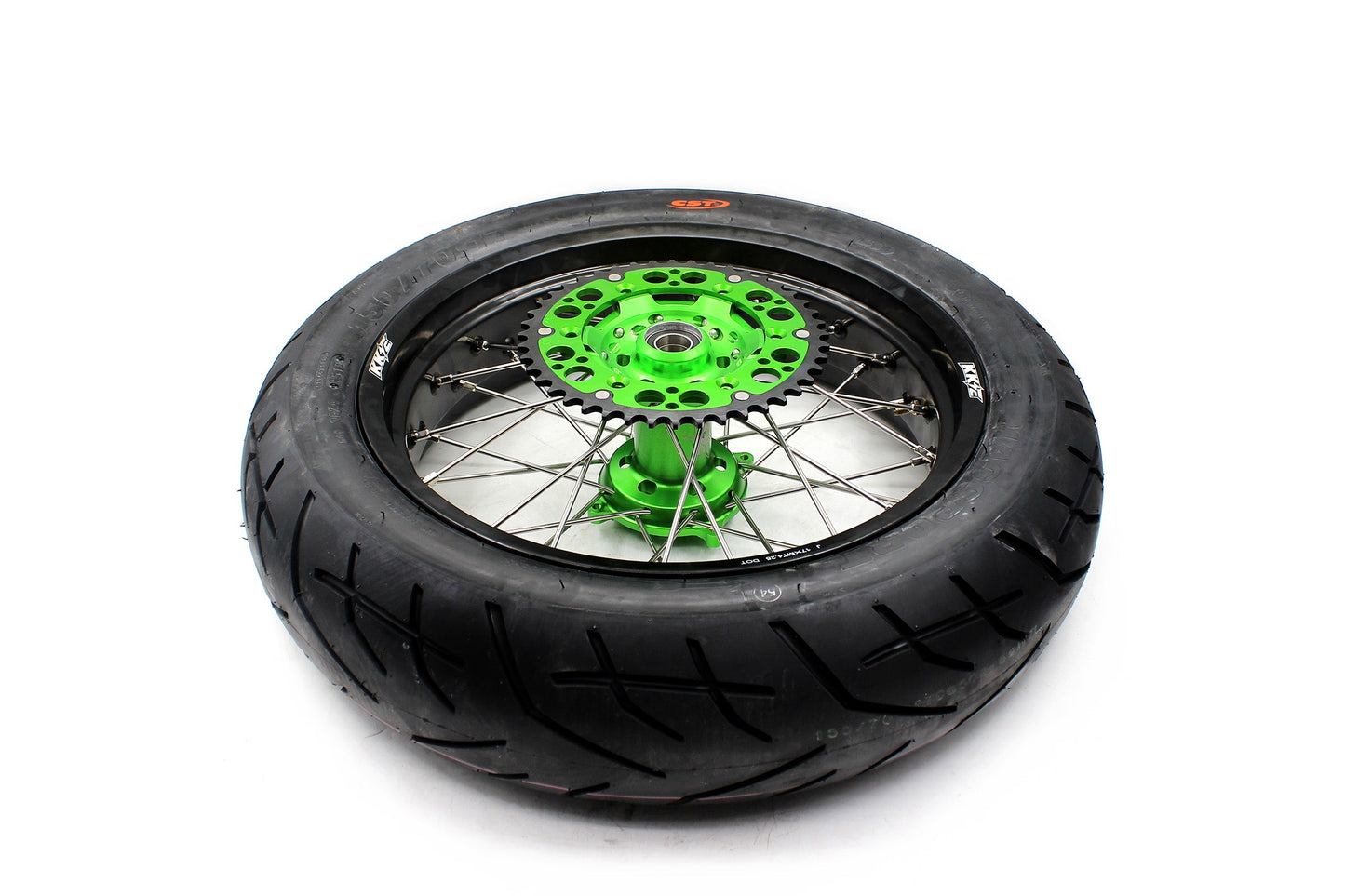 KKE 17inch KX450 KX450X KX250F 2020 KX450F 2019-2021 KX450 2019-2023 For KAWASAKI Supermoto Rims CST Tires Green - Howling Moto