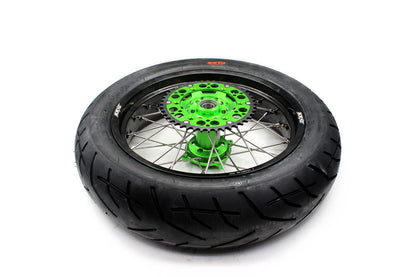 KKE 17inch KX450 KX450X KX250F 2020 KX450F 2019-2021 KX450 2019-2023 For KAWASAKI Supermoto Rims CST Tires Green - Howling Moto