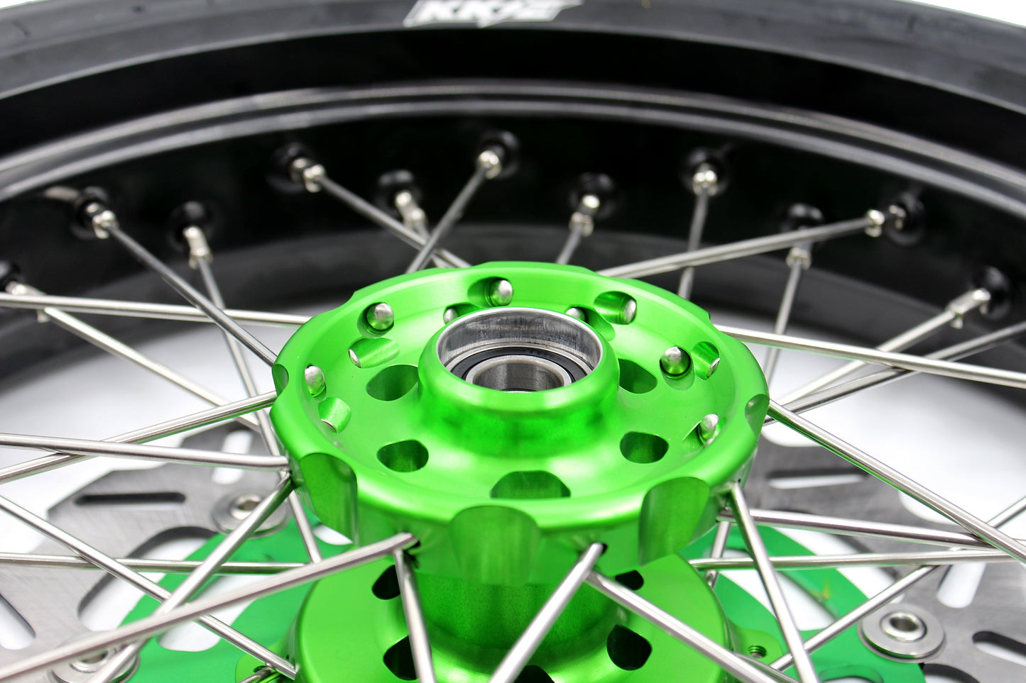 KKE 17inch KX450 KX450X KX250F 2020 KX450F 2019-2021 KX450 2019-2023 For KAWASAKI Supermoto Rims CST Tires Green - Howling Moto