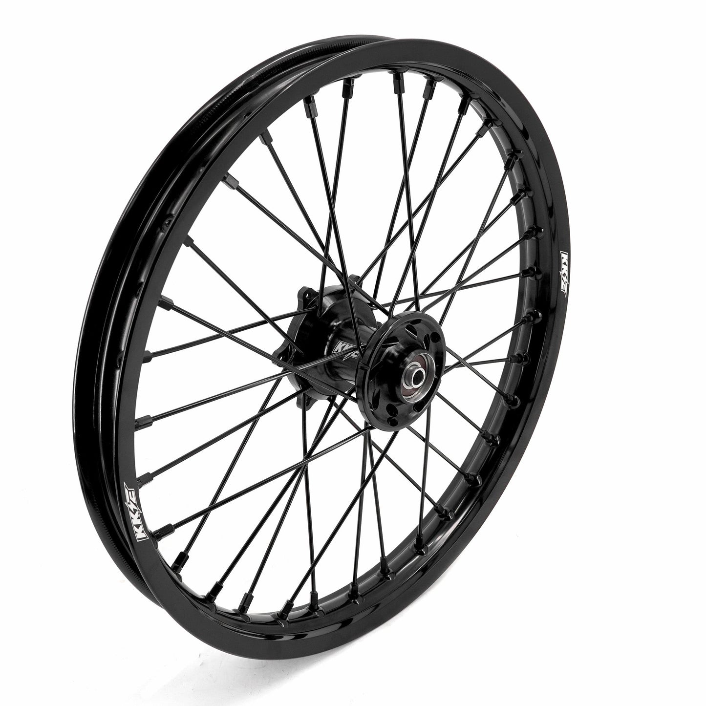 KKE 19 & 16 Spoked Kid's Wheels Rims Set for Kawasaki KX80 KX85 KX100 All Black - Howling Moto