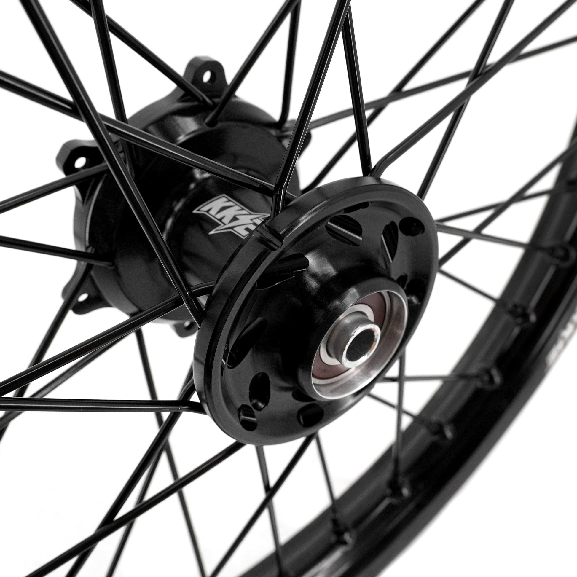 KKE 19 & 16 Spoked Kid's Wheels Rims Set for Kawasaki KX80 KX85 KX100 All Black - Howling Moto
