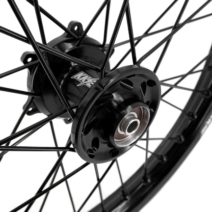 KKE 19 & 16 Spoked Kid's Wheels Rims Set for Kawasaki KX80 KX85 KX100 All Black - Howling Moto