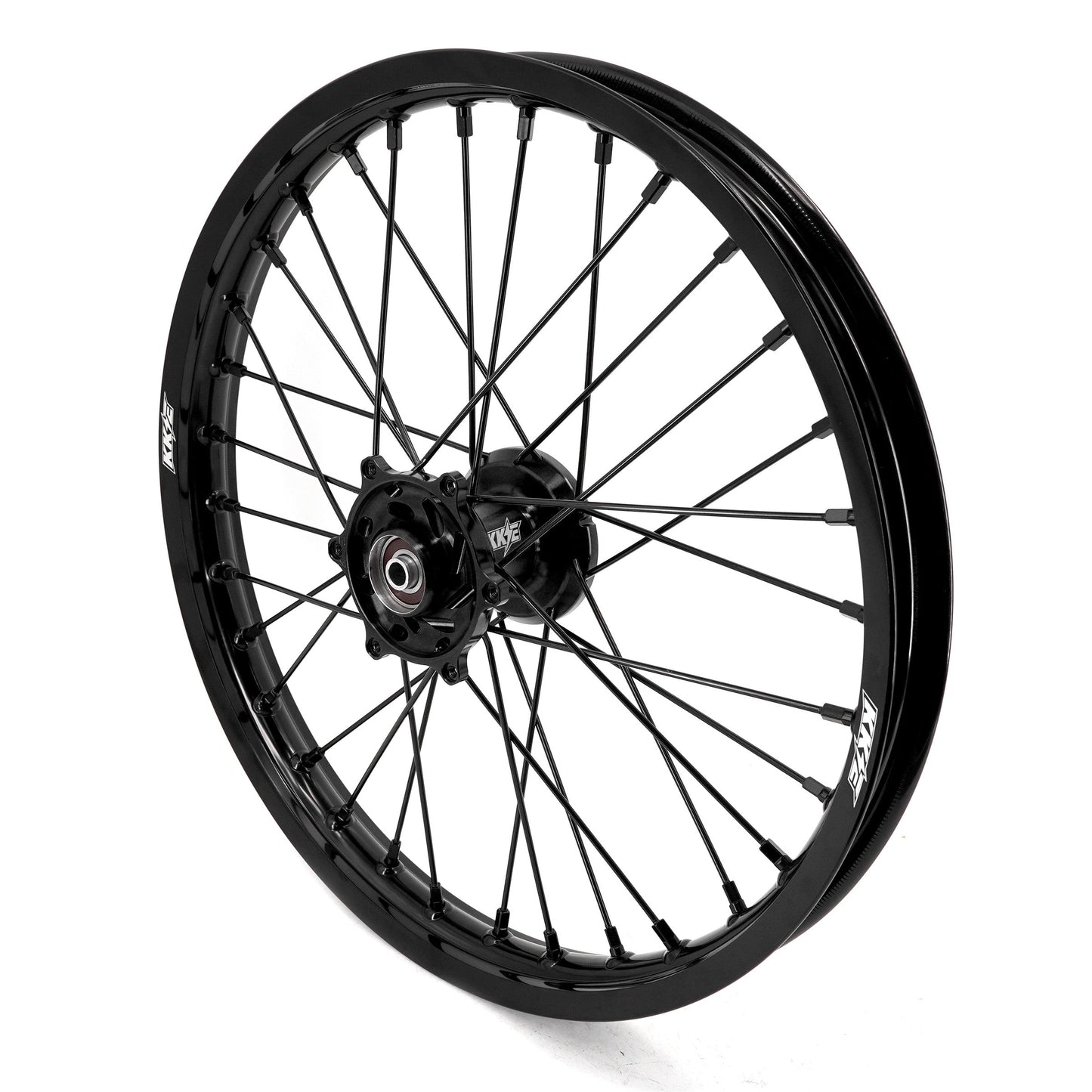 KKE 19 & 16 Spoked Kid's Wheels Rims Set for Kawasaki KX80 KX85 KX100 All Black - Howling Moto