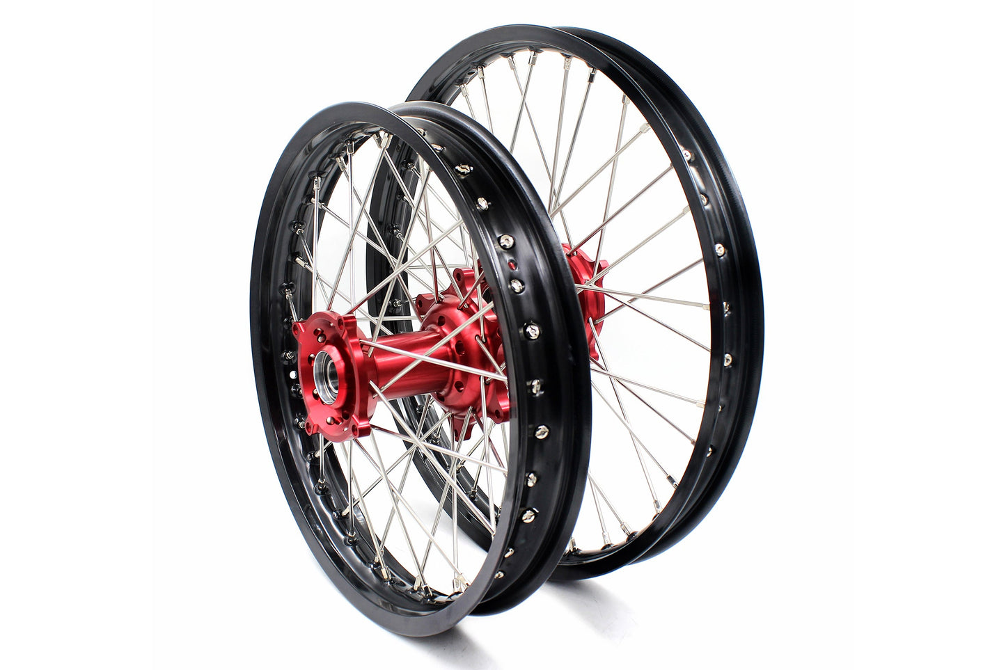 KKE 21 & 18 Enduro Wheels Rims for Husqvarna TE TC FE FC SMR TXC  2000-2013 Red Hubs - Howling Moto