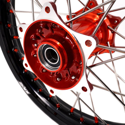 KKE 21" 18" Cast Enduro Wheels For KTM EXC EXC-F EXC-E 2003-2024 Orange Nipples - Howling Moto