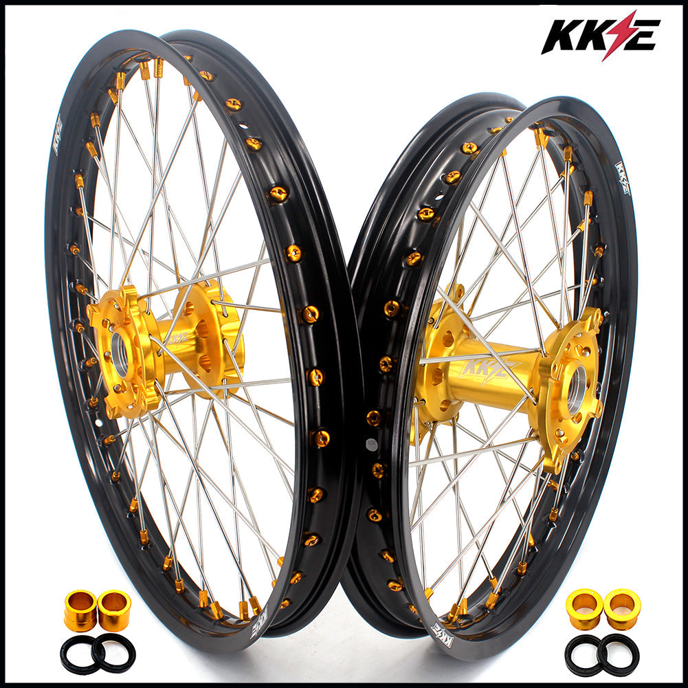 KKE 21 & 18 Enduro Rims for Suzuki RMZ250 2007-2022 RMZ450 2005 Gold Nipple - Howling Moto