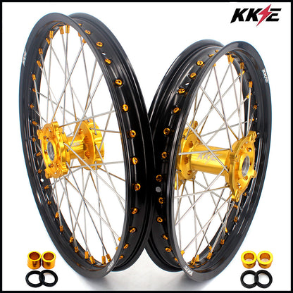 KKE 21 & 18 Enduro Rims for Suzuki RMZ250 2007-2022 RMZ450 2005 Gold Nipple - Howling Moto