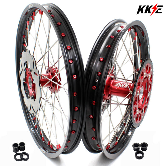 KKE 21/18 21/19 MX Wheels Rims Set For Honda XR400R 1996-2004 XR600R 1991-2000 Red Nipples - Howling Moto