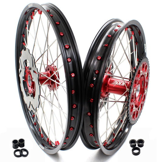 KKE 21/18 21/19 MX Wheels Rims Set For Honda XR400R 1996-2004 XR600R 1991-2000 Red Nipples - Howling Moto