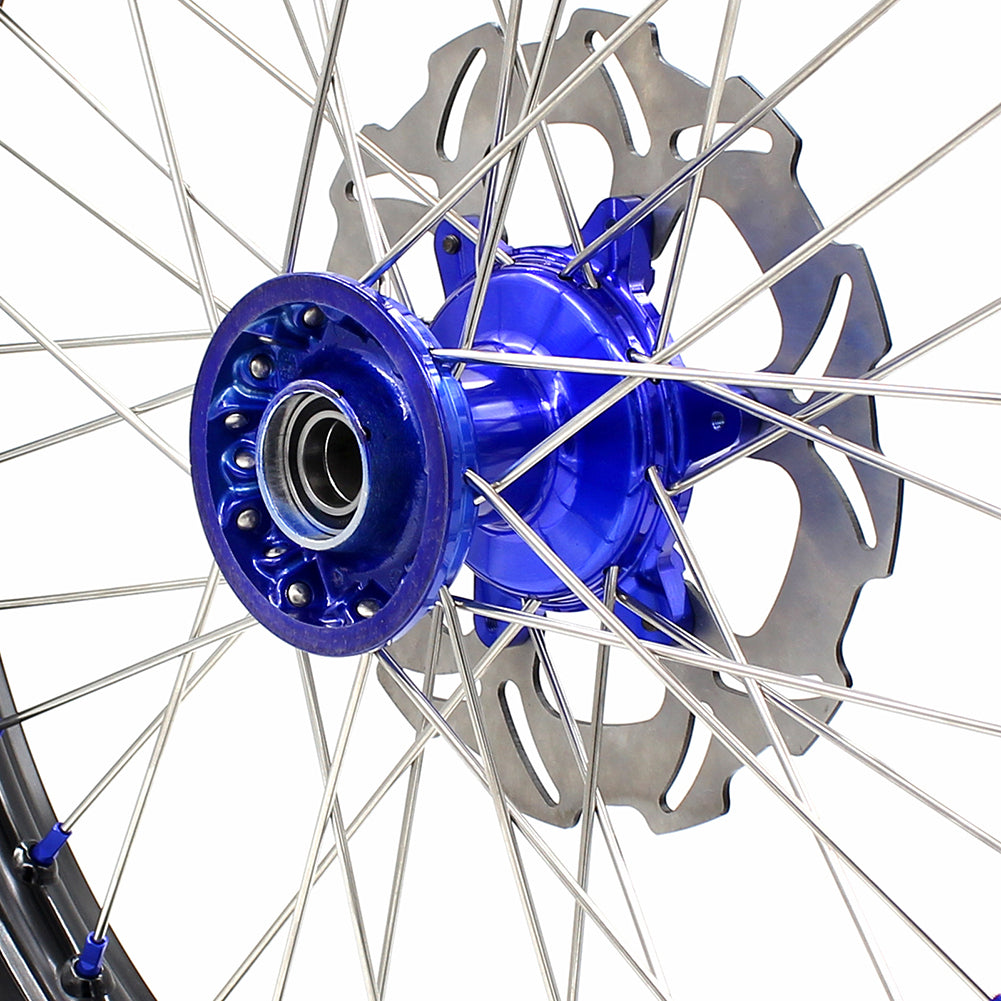 KKE 21"&18" Enduro Dirtbike Casting Wheels For YAMAHA YZ125 YZ250 1999-2016 YZ250F YZ450F 2003-2015 Blue Nipples With Disc - Howling Moto