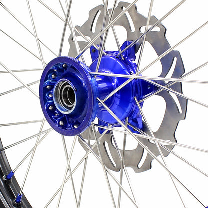 KKE 21"&18" Enduro Dirtbike Casting Wheels For YAMAHA YZ125 YZ250 1999-2016 YZ250F YZ450F 2003-2015 Blue Nipples With Disc - Howling Moto