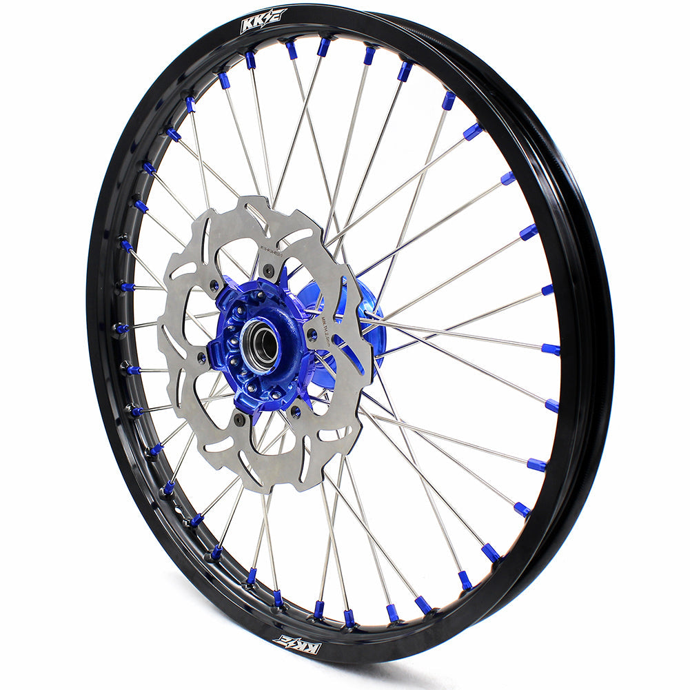 KKE 21"&18" Enduro Dirtbike Casting Wheels For YAMAHA YZ125 YZ250 1999-2016 YZ250F YZ450F 2003-2015 Blue Nipples With Disc - Howling Moto