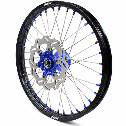 KKE 21"&18" Enduro Dirtbike Casting Wheels For YAMAHA YZ125 YZ250 1999-2016 YZ250F YZ450F 2003-2015 Blue Nipples With Disc - Howling Moto