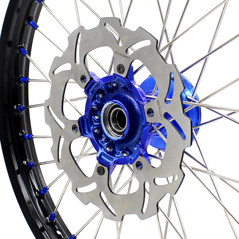 KKE 21"&18" Enduro Dirtbike Casting Wheels For YAMAHA YZ125 YZ250 1999-2016 YZ250F YZ450F 2003-2015 Blue Nipples With Disc - Howling Moto