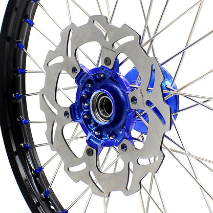 KKE 21"&18" Enduro Dirtbike Casting Wheels For YAMAHA YZ125 YZ250 1999-2016 YZ250F YZ450F 2003-2015 Blue Nipples With Disc - Howling Moto