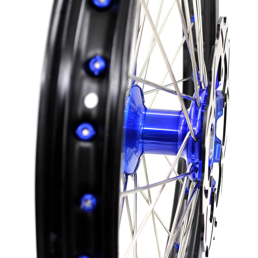 KKE 21"&18" Enduro Dirtbike Casting Wheels For YAMAHA YZ125 YZ250 1999-2016 YZ250F YZ450F 2003-2015 Blue Nipples With Disc - Howling Moto