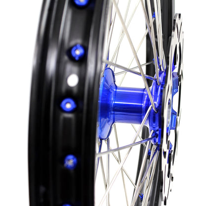 KKE 21"&18" Enduro Dirtbike Casting Wheels For YAMAHA YZ125 YZ250 1999-2016 YZ250F YZ450F 2003-2015 Blue Nipples With Disc - Howling Moto