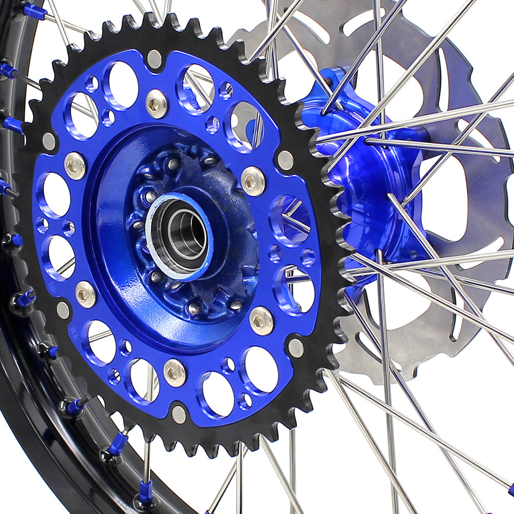 KKE 21"&18" Enduro Dirtbike Casting Wheels For YAMAHA YZ125 YZ250 1999-2016 YZ250F YZ450F 2003-2015 Blue Nipples With Disc - Howling Moto