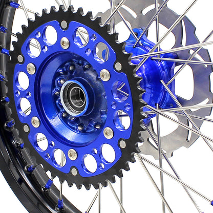 KKE 21"&18" Enduro Dirtbike Casting Wheels For YAMAHA YZ125 YZ250 1999-2016 YZ250F YZ450F 2003-2015 Blue Nipples With Disc - Howling Moto