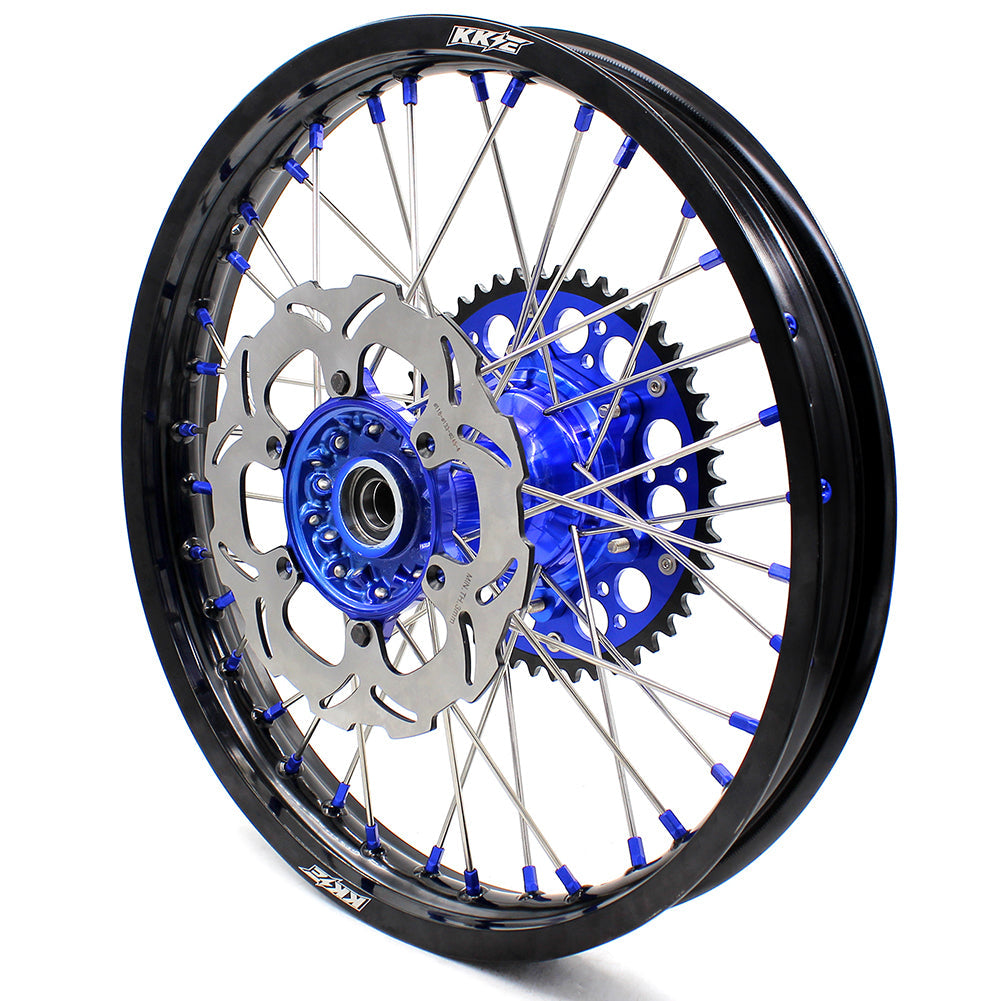 KKE 21"&18" Enduro Dirtbike Casting Wheels For YAMAHA YZ125 YZ250 1999-2016 YZ250F YZ450F 2003-2015 Blue Nipples With Disc - Howling Moto