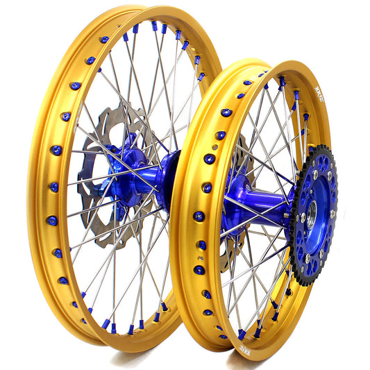 KKE 21"&18" Enduro Dirtbike Casting Wheels For YAMAHA YZ125 YZ250 1999-2016 YZ250F YZ450F 2003-2015 Gold Rim With Disc - Howling Moto