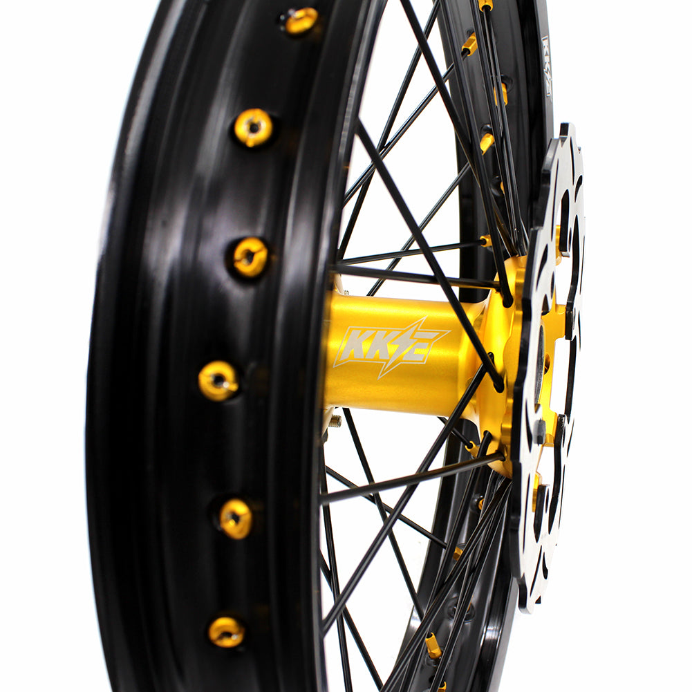 KKE 21" & 19" Mx Diretibke Wheels For YAMAHA YZ125/250 1999-2016 YZ250F/450F 2003-2015 Black Spokes With Disc - Howling Moto