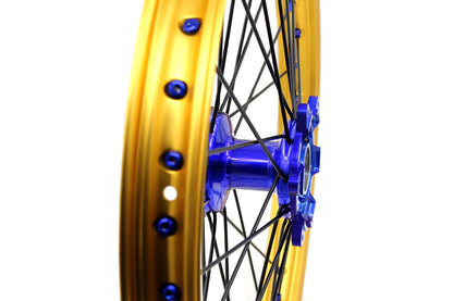 KKE 21"&19" Mx Dirtbike Cast Wheels For YAMAHA YZ125 YZ250 YZ250F YZ450F Gold Rim Black Spokes - Howling Moto