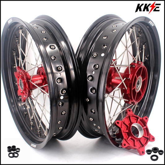 KKE 3.5 & 4.25 Cush Drive Supermoto Rims for HONDA CRF250R/450R 2002-2012 Red&Black - Howling Moto