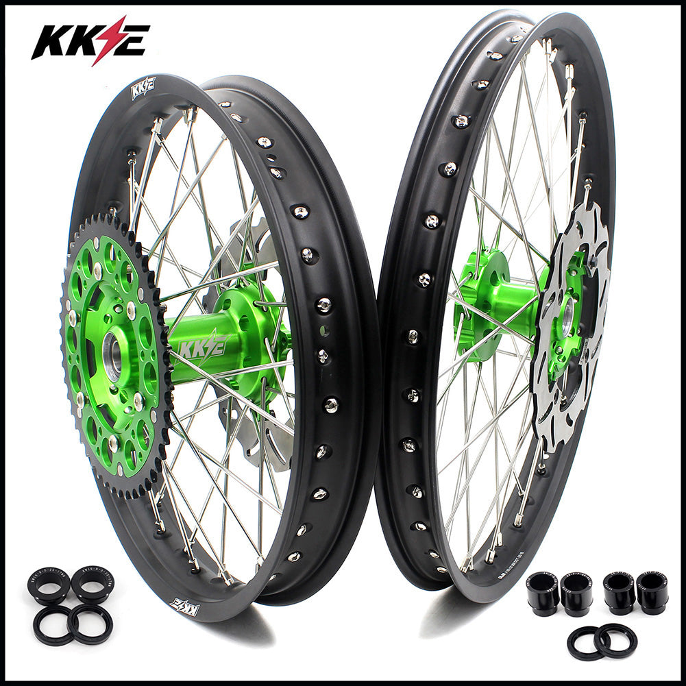 KKE 21/18 Enduro or 21/19 MX Wheels for Kawasaki KX125 KX250 2003-2005 Disc - Howling Moto