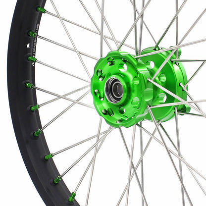KKE 21 & 19 MX Wheels for Kawasaki KX250F 2019 and 2021 Green Nipple(2020 Excluded) - Howling Moto