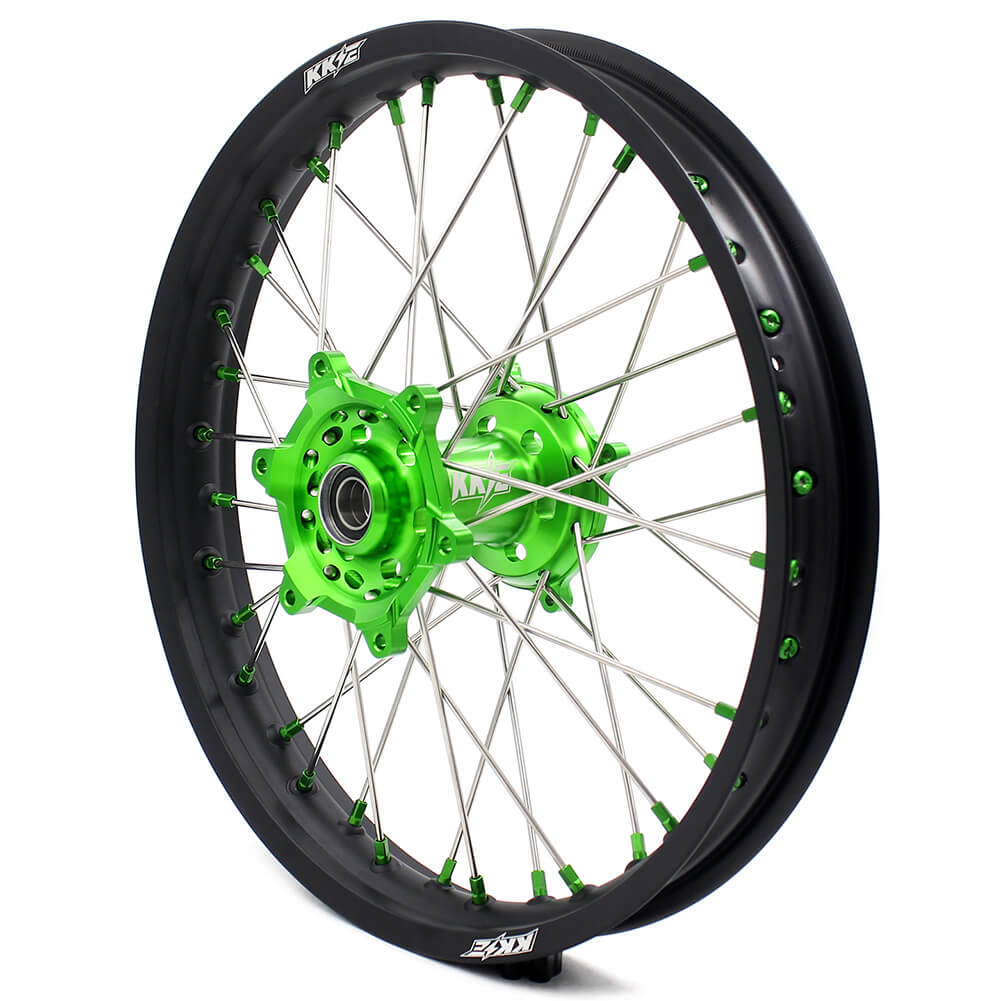 KKE 21 & 19 MX Wheels for Kawasaki KX250F 2019 and 2021 Green Nipple(2020 Excluded) - Howling Moto