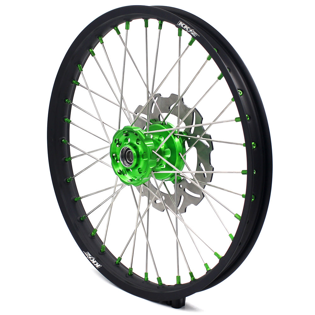 KKE 21 & 19 MX Wheels for Kawasaki KX250F 2019 and 2021 Green Nipple(2020 Excluded) - Howling Moto