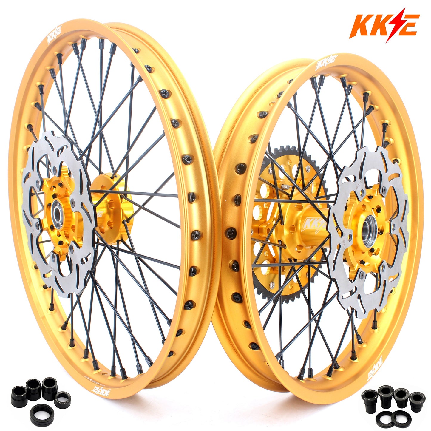 KKE 21 & 19 Gold Rims For Suzuki RM125 2001-2007 RM250 2001-2008 Off Road Wheels - Howling Moto