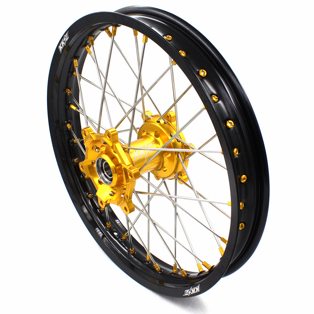 KKE 21 & 19 MX Dirt Bikes Rims For SUZUKI RM125 RM250 1996-2000 Gold Nipples - Howling Moto
