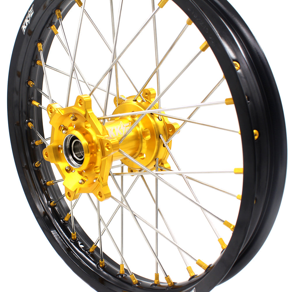 KKE 21 & 19 MX Dirt Bikes Rims For SUZUKI RM125 RM250 1996-2000 Gold Nipples - Howling Moto