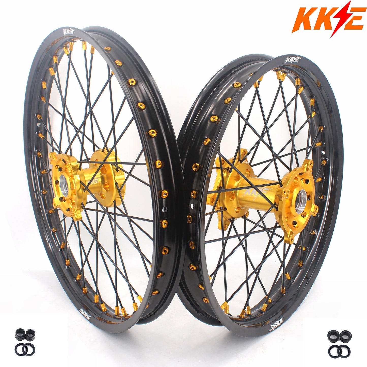 KKE 21 & 19 MX Wheels Rims for SUZUKI RMZ250 2007-2024 RMZ450 2005-2024 Black Spokes - Howling Moto